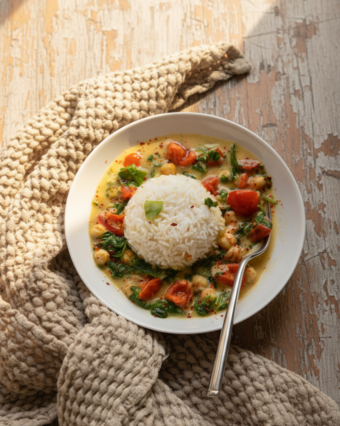 Kichererbsen Curry mit Tomaten und Spinat, Thermomix, vegetarisch