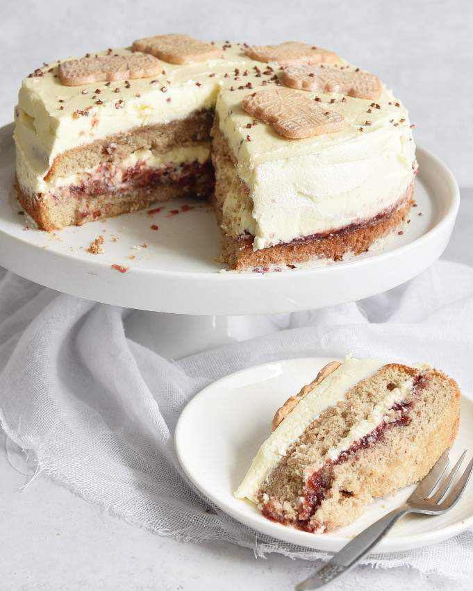 Weihnachtliche Spekulatiustorte, Torte mit Spekulatius-Biskuitboden, Thermomix