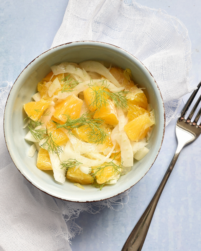 Fenchel Orangen Salat mit Orangensaft-Dressing, schmeckt fruchtig frisch und nicht anislastig