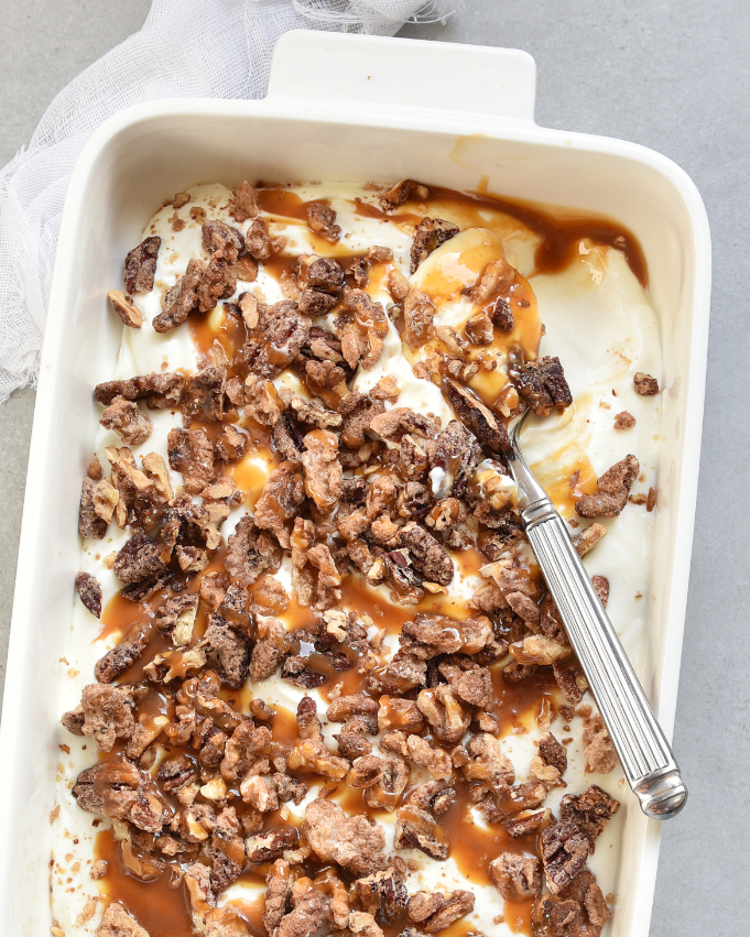Quark-Sahne-Creme mit karamellisierten Nüssen Rezept Dessert Airfryer Thermomix
