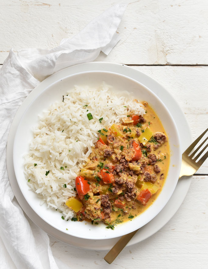 Ajvar-Hack-Soße mit Lauch. Zu Reis. - mix dich glücklich (Thermomix ...