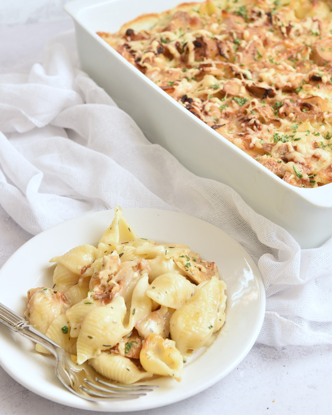 Zwiebel Sahne Hähnchen Nudelauflauf Thermomix