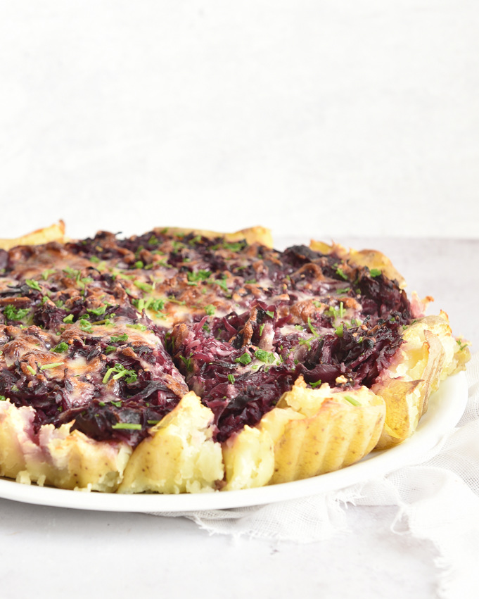 Smashed Potatoe Rotkohl Tarte, ganz einfach zu machen, perfekte Resteverwertung oder als schnelles Weihnachtsessen, mit oder ohne Thermomix