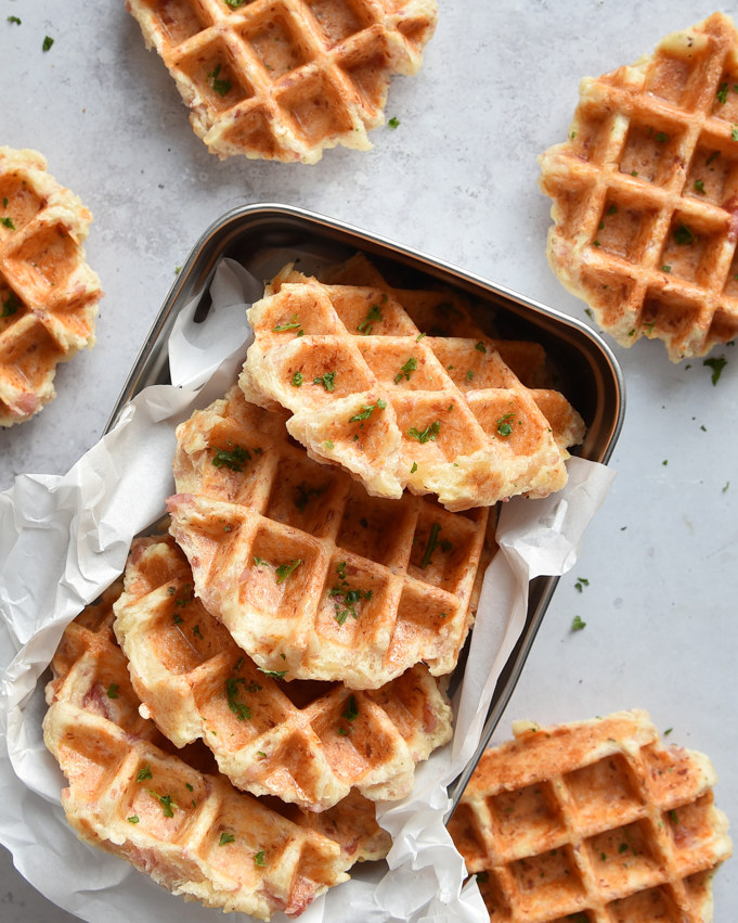 Schinken Käse Waffeln und Variation sowie perfekter Snack auf Vorrat, weil man ihn einfrieren kann, Thermomix