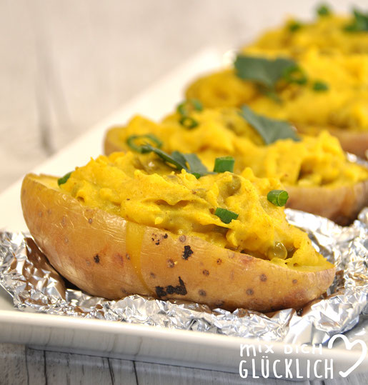 Ofenkartoffel auf indische Art vegan