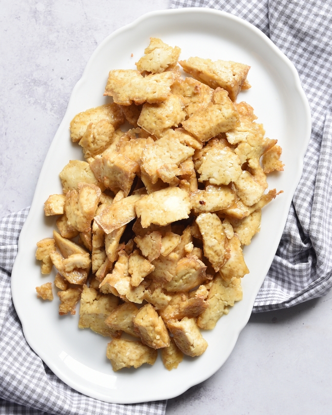 Tofu Geschnetzeltes einfach selbst gemacht, Backofen oder Airfryer