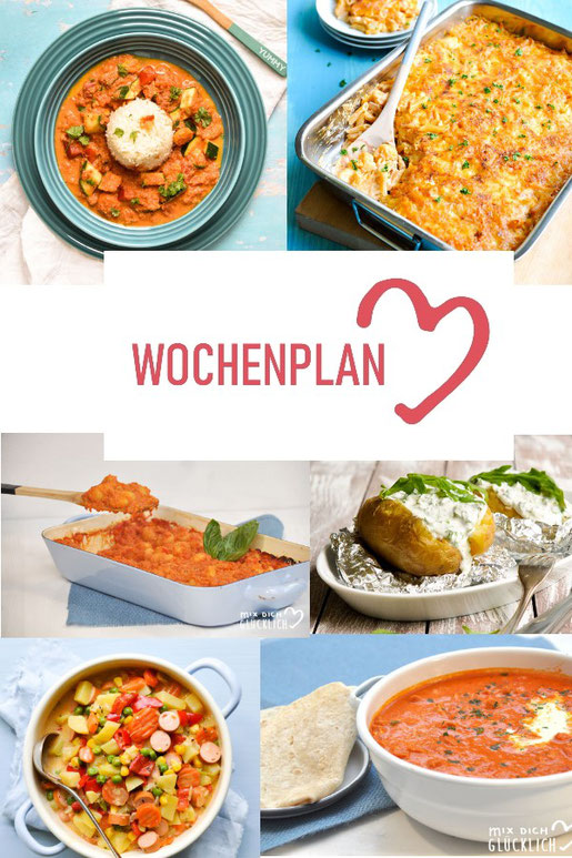 Was soll es die Woche bloß zu essen geben? Ich habe dir hier eine ganze Woche an leckeren Rezepten zusammengestellt - du kannst sie alle vegan oder vegetarisch kochen - der mix dich glücklich Wochenplan für den Thermomix - Nummer 3