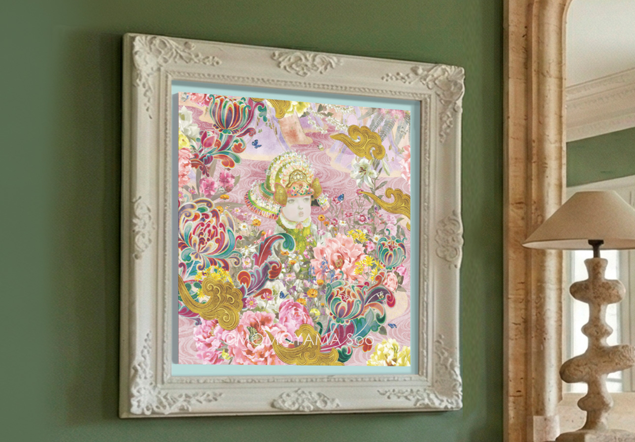「そばに-花兜ウサギゴケ(2401)」727x727mm mixed