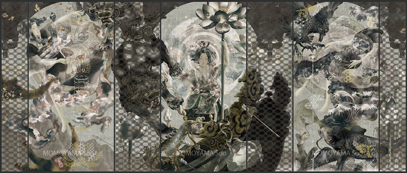 桃山三作「因縁果」h1800xw4000mm