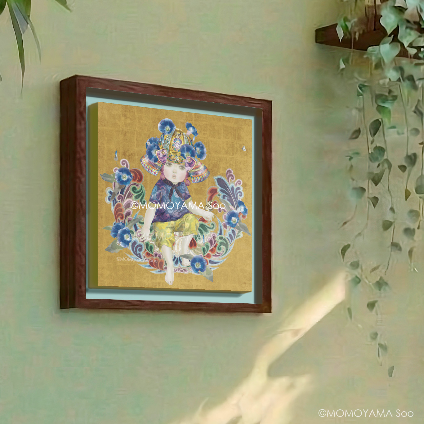 「花兜アサガオ」350x350mm mixed
