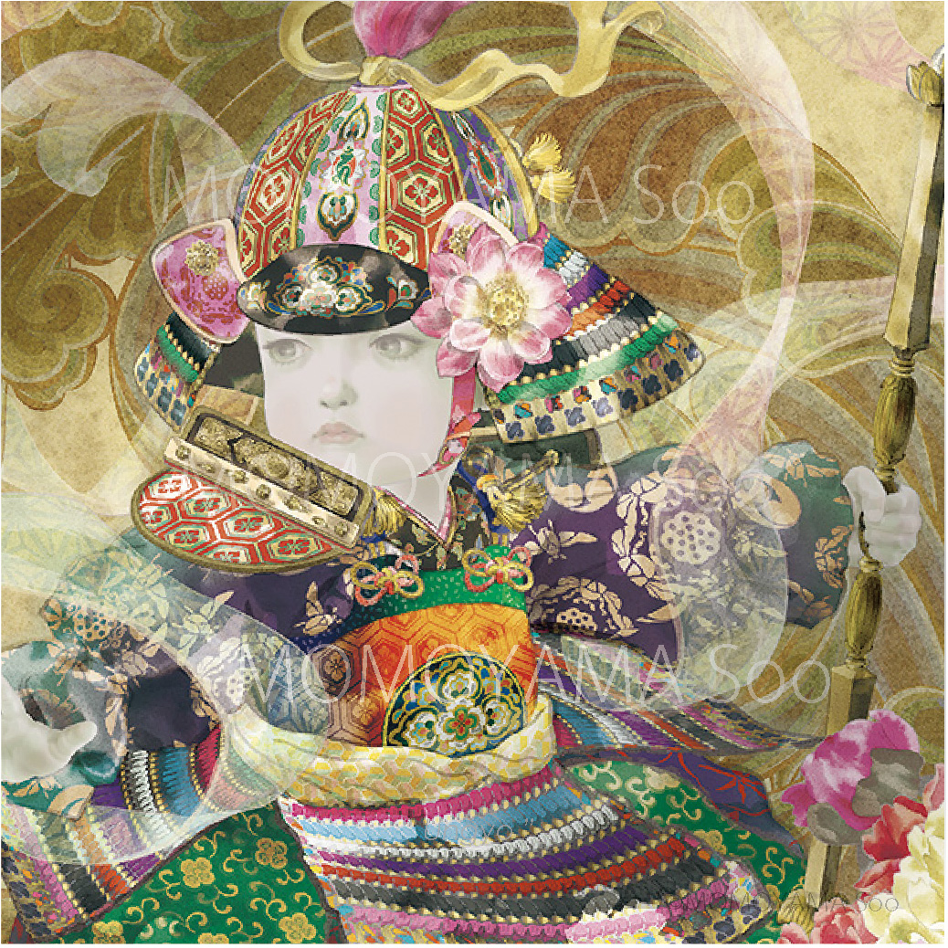 吽形　455x455 手彩色版画