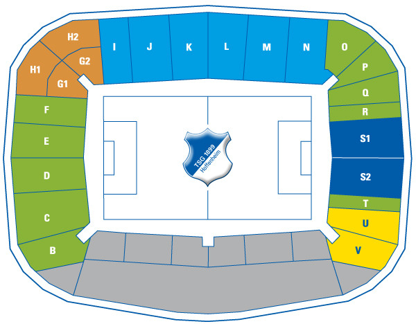 Stadionplan Sitzplan Blockplan PreZero Arena Tsg Hoffenheim 2026 / 2027
