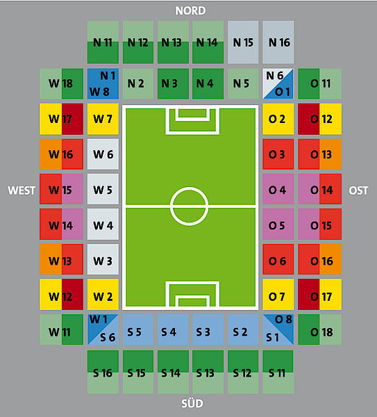 Stadionplan Sitzplan Blockplan Rheinergie-Stadion 1. FC Köln 2026 /2027