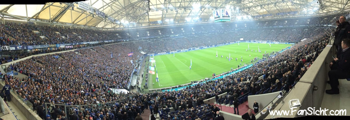 Sicht auf das Spielfeld in der Veltins Arena Gelsenkirchen Schalke 04 aus Block Loge 105
