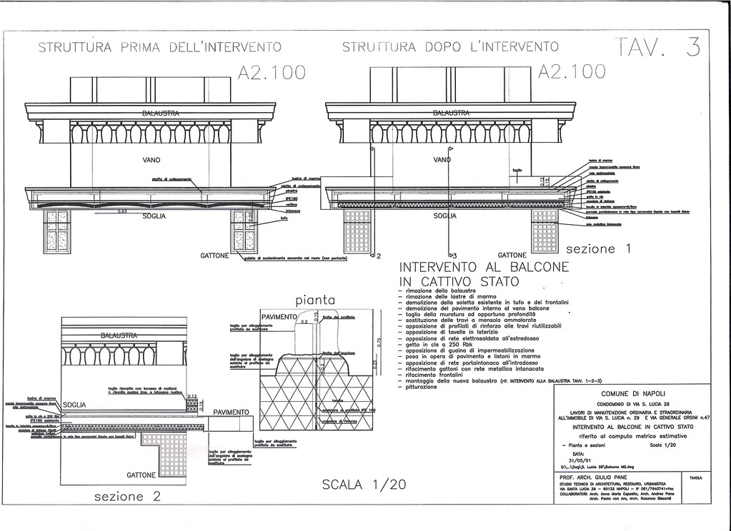 Manutenzione straordinaria balconi ottocenteschi