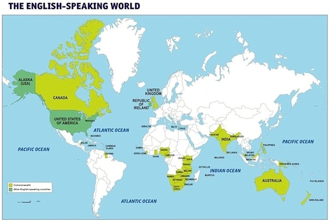 Карта англоговорящих стран для детей на английском