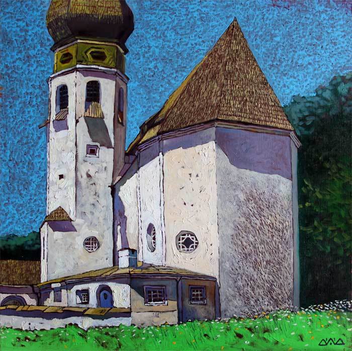 "Старая церковь в Альпах" х,м 60х60см 2011г. частная коллекци