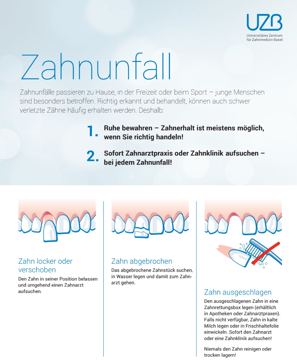 Zahnunfall bleibender Zahn- Wann muss ich zum Zahnarzt ...
