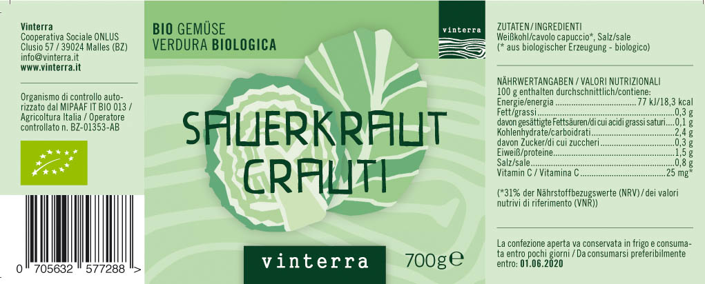 Bio Sauerkraut aus eigenem Anbau in Mals in der pestizidfreien Region im Vinschgau