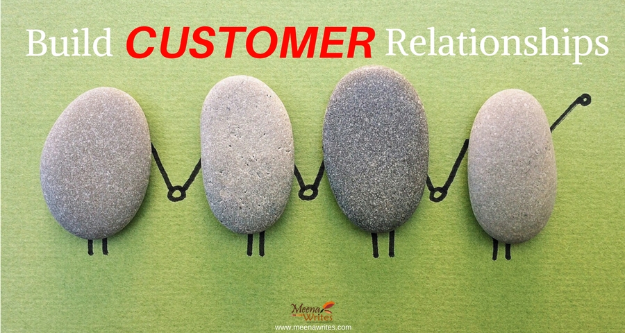 Four rocks with text build customer relationships