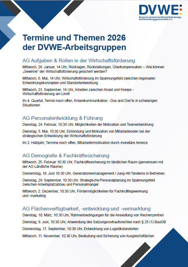 DVWE-Arbeitsgruppen Programm 2026 verabschiedet