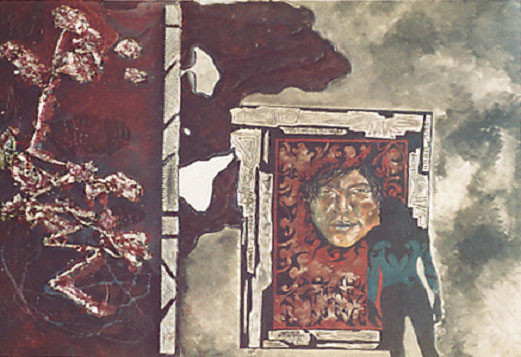 Doriana Guadalaxara Confronto umano, 2005 Olio e polimaterico su cartoncino telato 80x60 - Esposto al Polo museale Musa - Benevento
