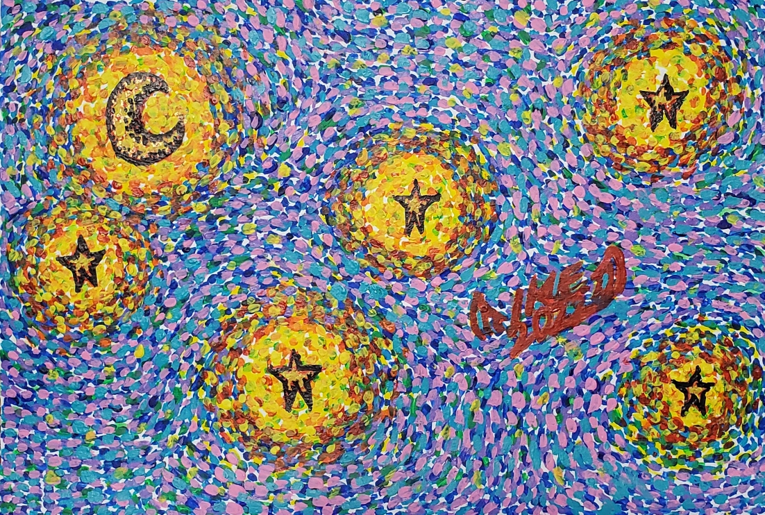 「相合傘」齋藤郁恵作画　原画　点描画　ヒーリングアート　A4サイズ 相合傘」齋藤郁恵作画 原画 点描画 ヒーリングアート A4サイズ 相合傘