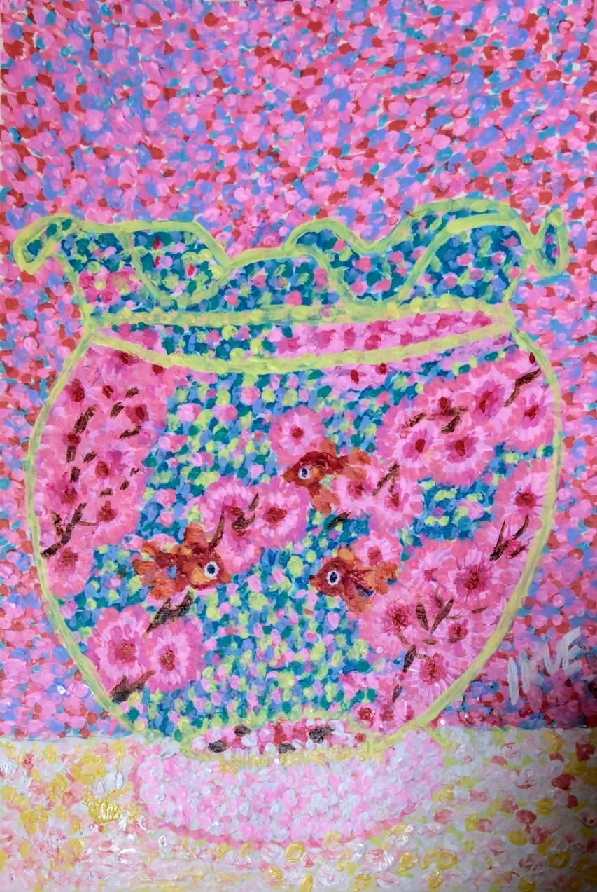 「統合失調症と発達障害　闘病の世界」アウトサイダーアート　点描画　齋藤郁恵作画 齋藤郁恵画集 統合失調症と発達障害 幻想の世界 | 齋藤郁恵 | 絵画