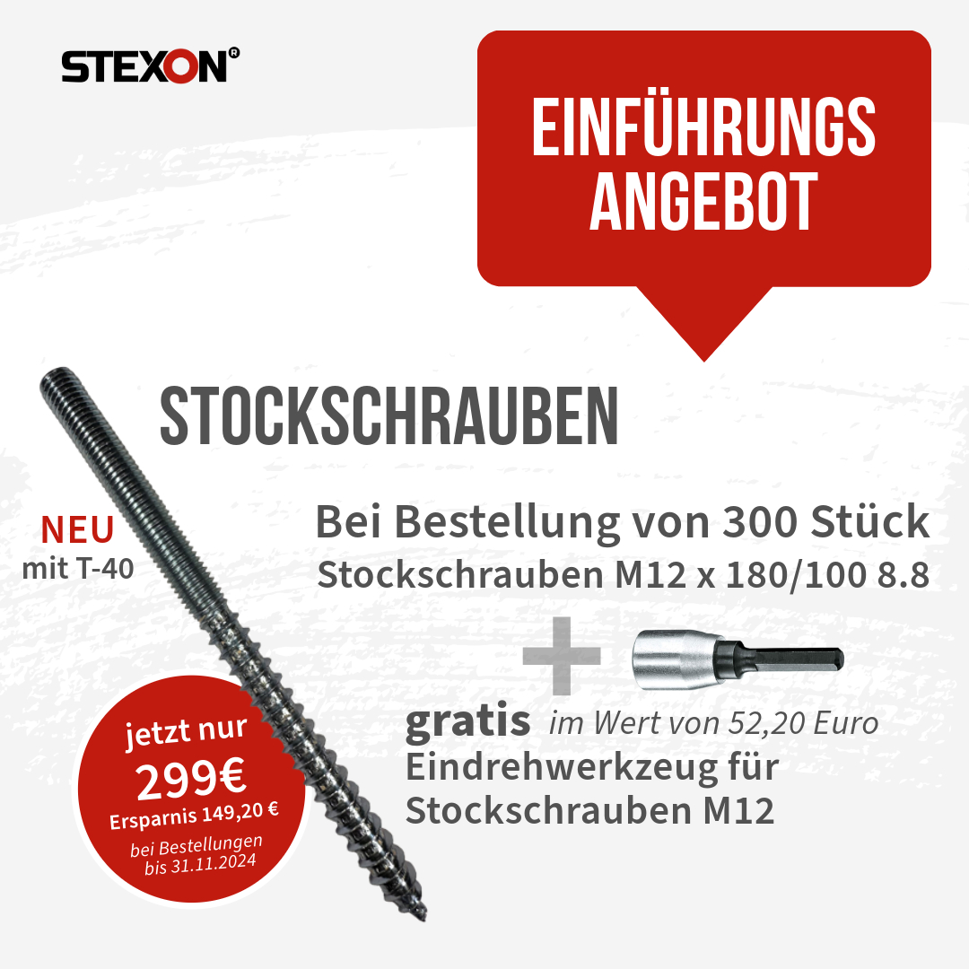 Stockschraube jetzt NEU mit Torx T-40 Antrieb
