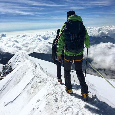 mountaineering alpine climbs two climbers on the castore ridge on the Monte Rosa massif