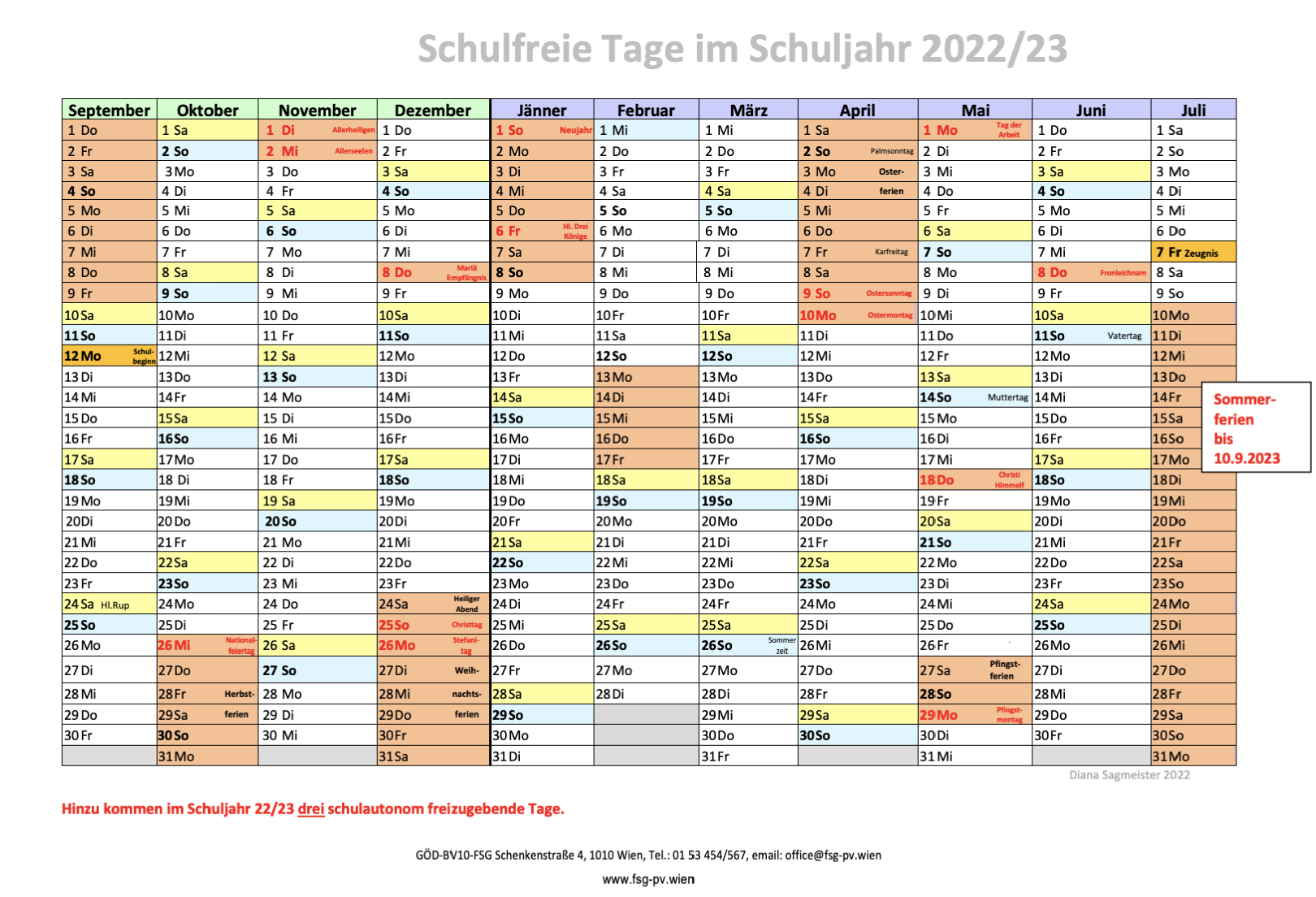 Schulfreie Tage im Schuljahr 20222023 News