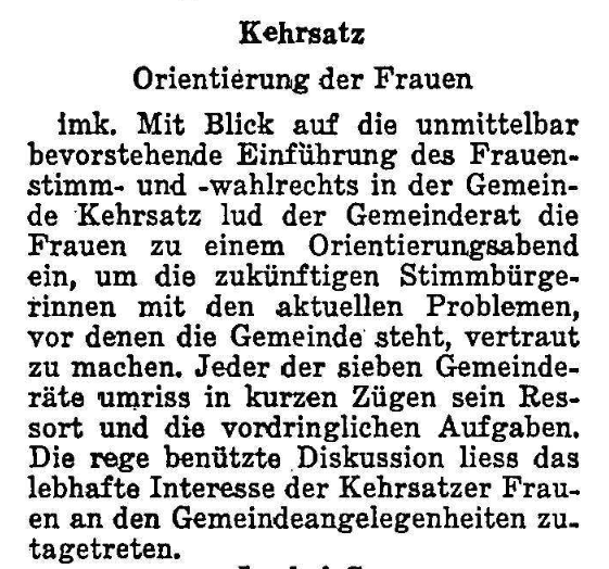 1968.12.10 - Der Bund - Frauenstimmrecht Kehrsatz