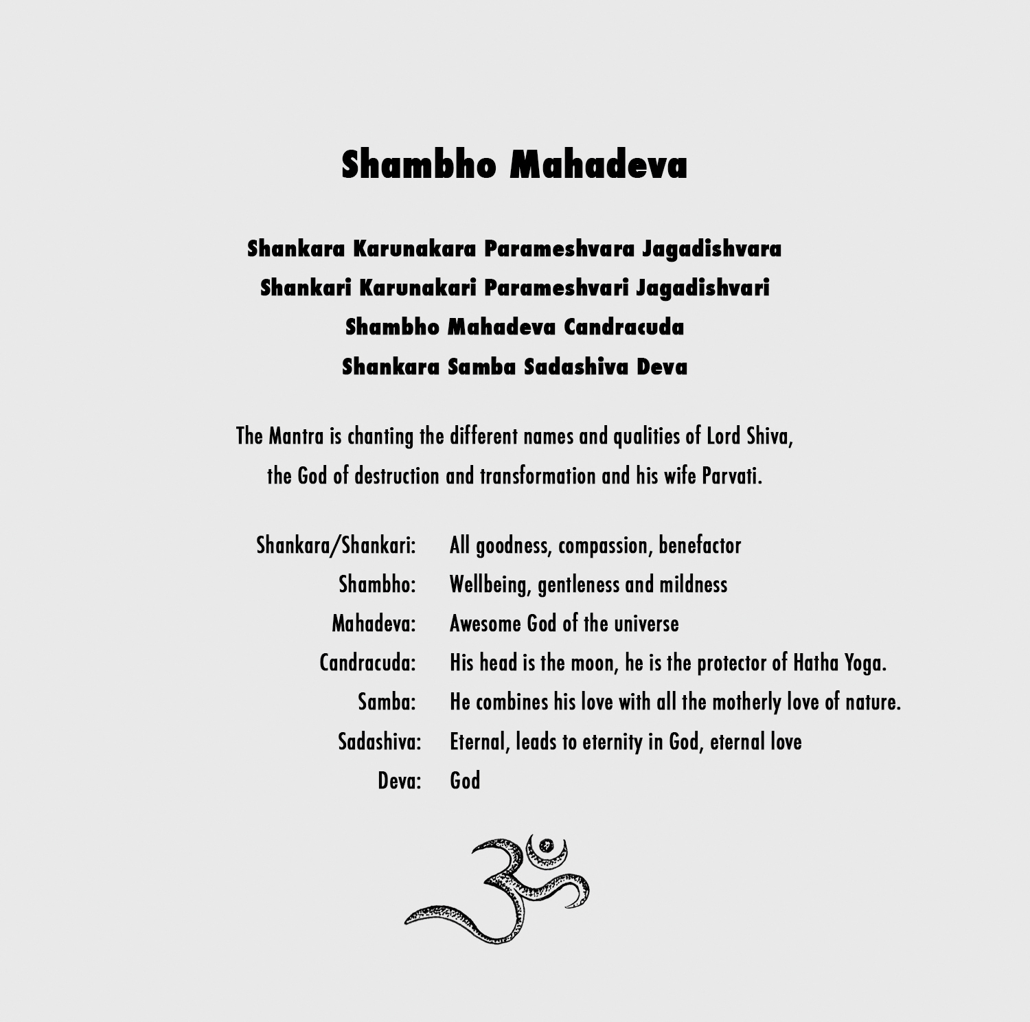 Shiva Shambho Meaning Lack Of Knowledge Of Our Divine Nizaranit The word samkara or sankara is a combination of two words: shiva shambho meaning lack of