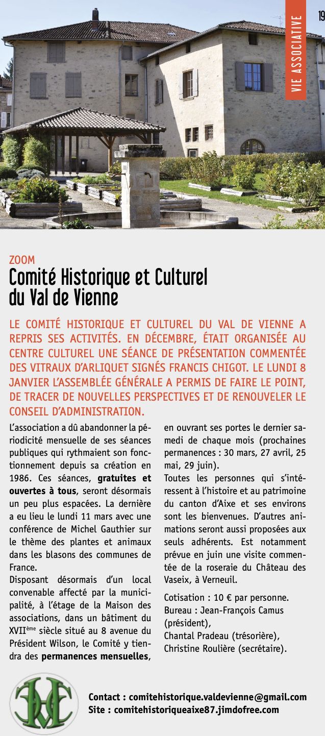 Article publié dans le Bulletin Municipal Aixois de Mars 2024