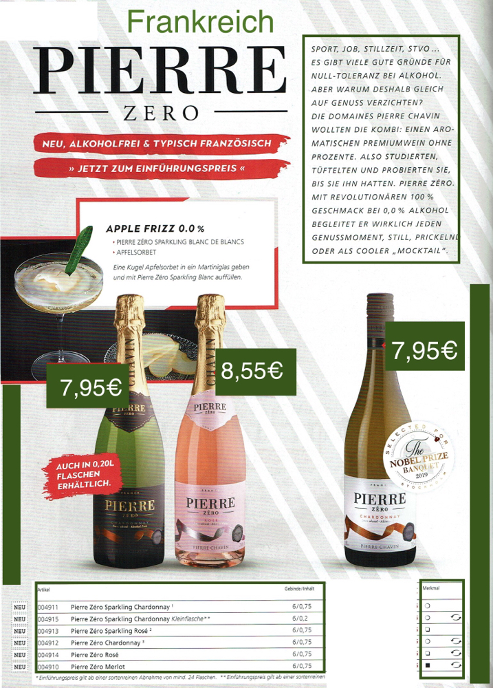 Alkoholfreie Weine&Sekte- Pierre Zero-Frankreich