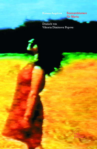 Auf dem Cover von "Sonnenblumen für Maria" befindet sich eine Frau im Sommerkleid mit langen schwarzen Haren, die auf einem Feld steht.