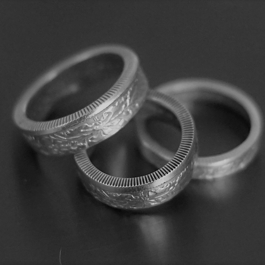 Silberringe aus 1 Fr.stück. In 835 Silber bis Jahrgang 67.