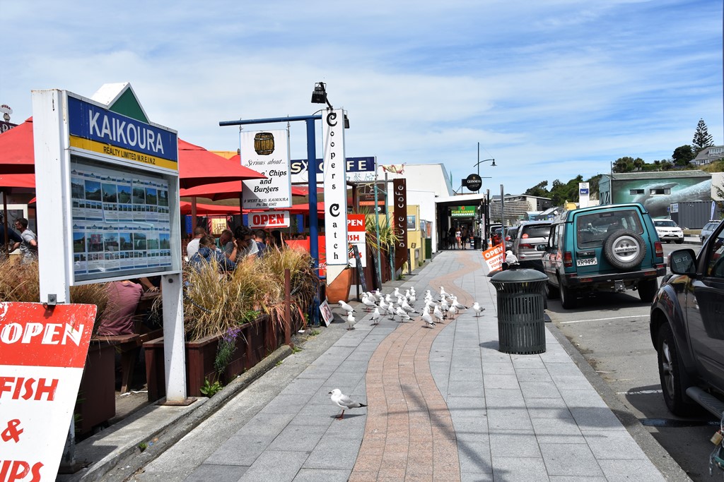 anstehen für Fish & Chips in Kaikoura