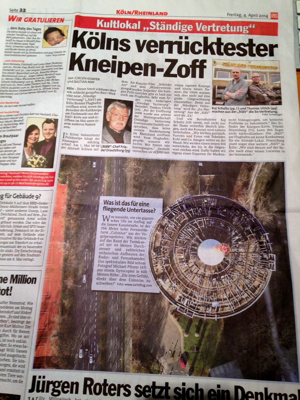 Manche Bilder schaffen es bis in die Zeitung: Kölner EXPRESS vom 04.04.2014