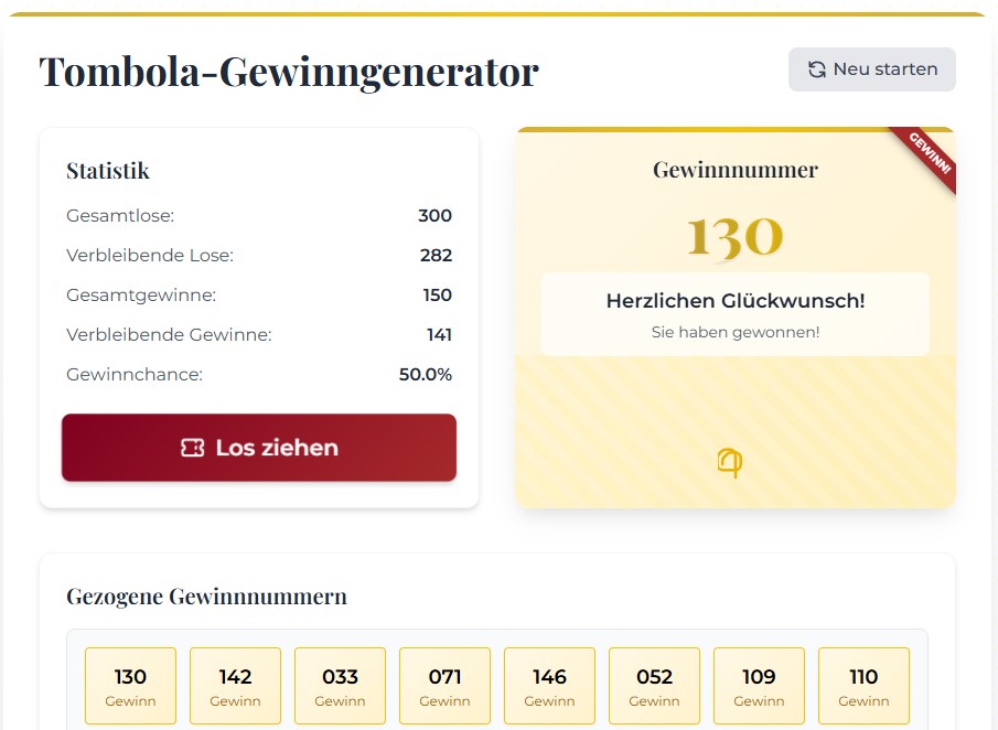 Tombola-Gewinngenerator