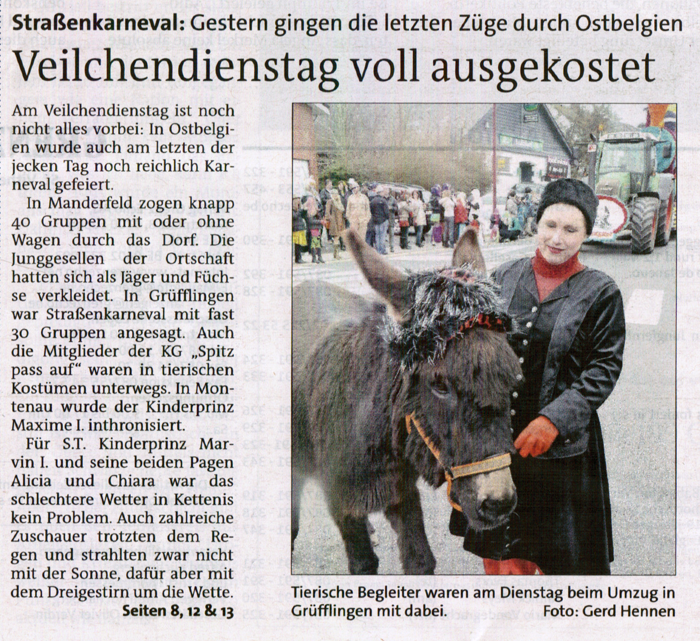 Auf der Titelseite im Grenz Echo am 18.2.2015