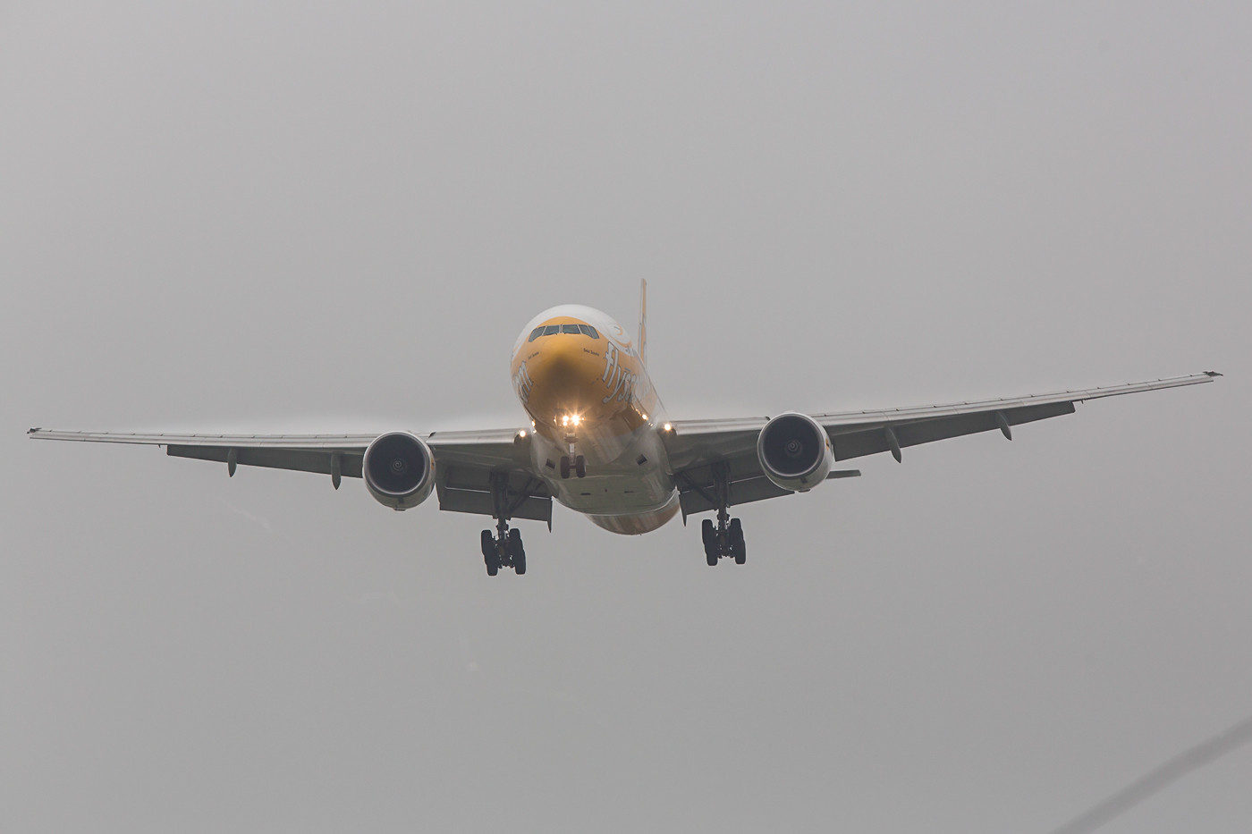 Leider steht man fast direkt im Anflug, wie bei dieser Boeing 777 der Scoot aus Singapur.