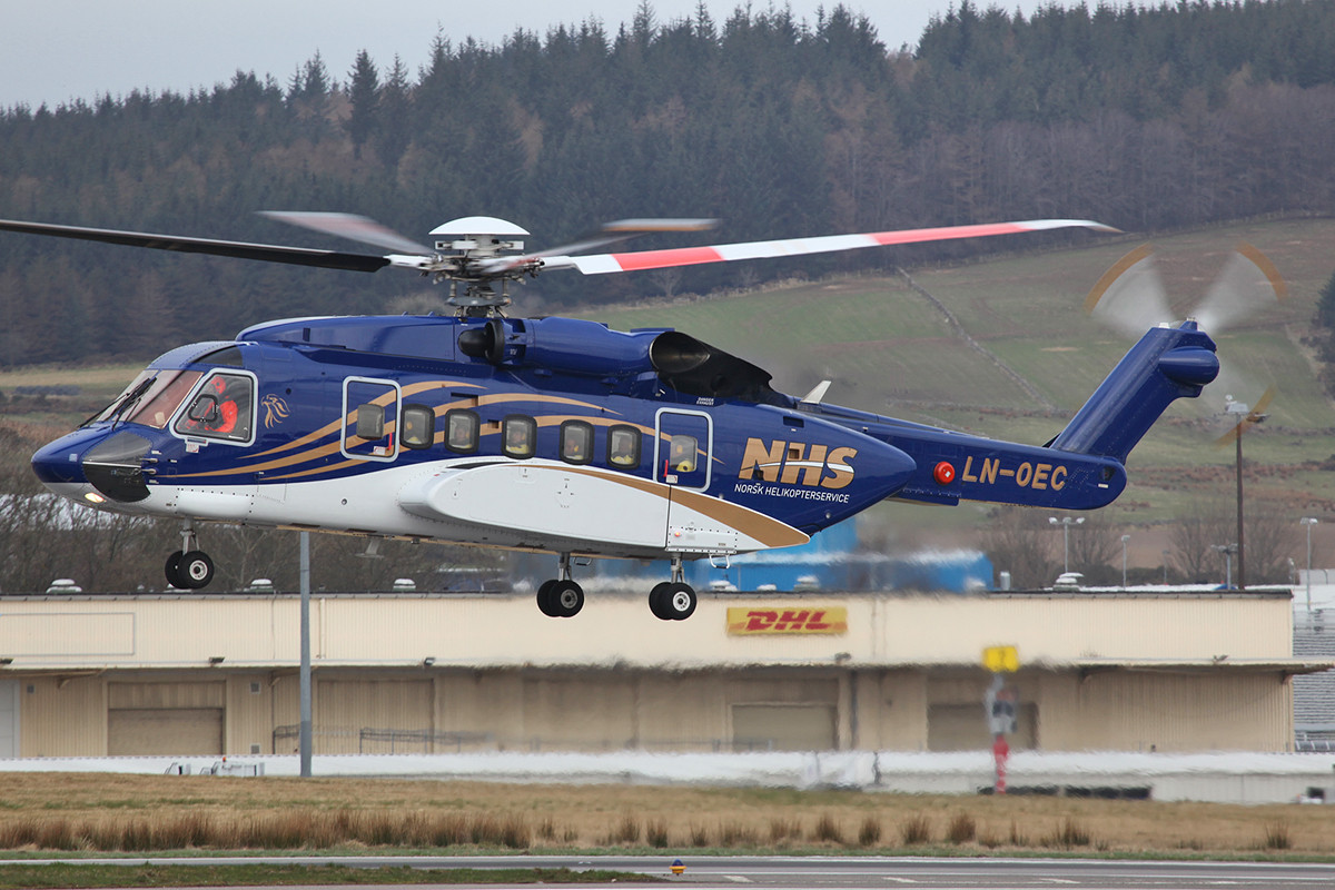 S-92 aus Norwegen. Die Maschine muss die Ausfälle durch das Grounding der Super Pumal L1 kompensieren.