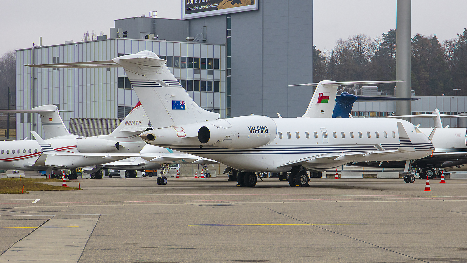 Den weitesten Weg hatte diese Global Express der FMG, einer australischen Minengesellschaft.