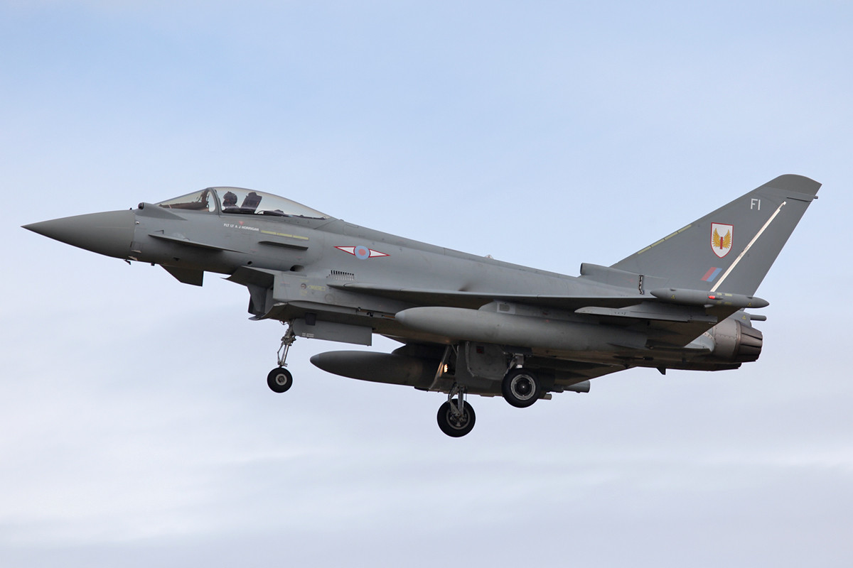 Eurofighter Typhoon der No. 1 Sqn, die Staffel wurde im Oktober 2012 in Leuchars neu aufgestellt.