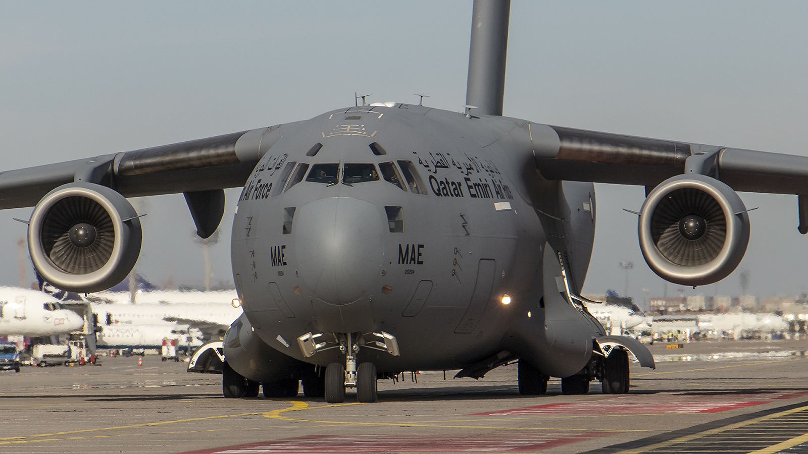 Ein letzter Gruß beim Start zurück auf die Heimatbasis nach Al Udeid 