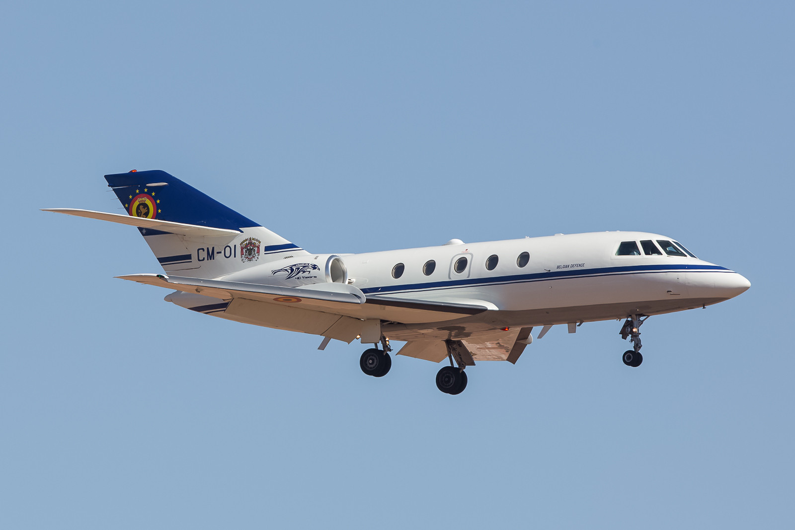 Ankunft der Delegation aus Belgien mit einer schönen alten Falcon 20.