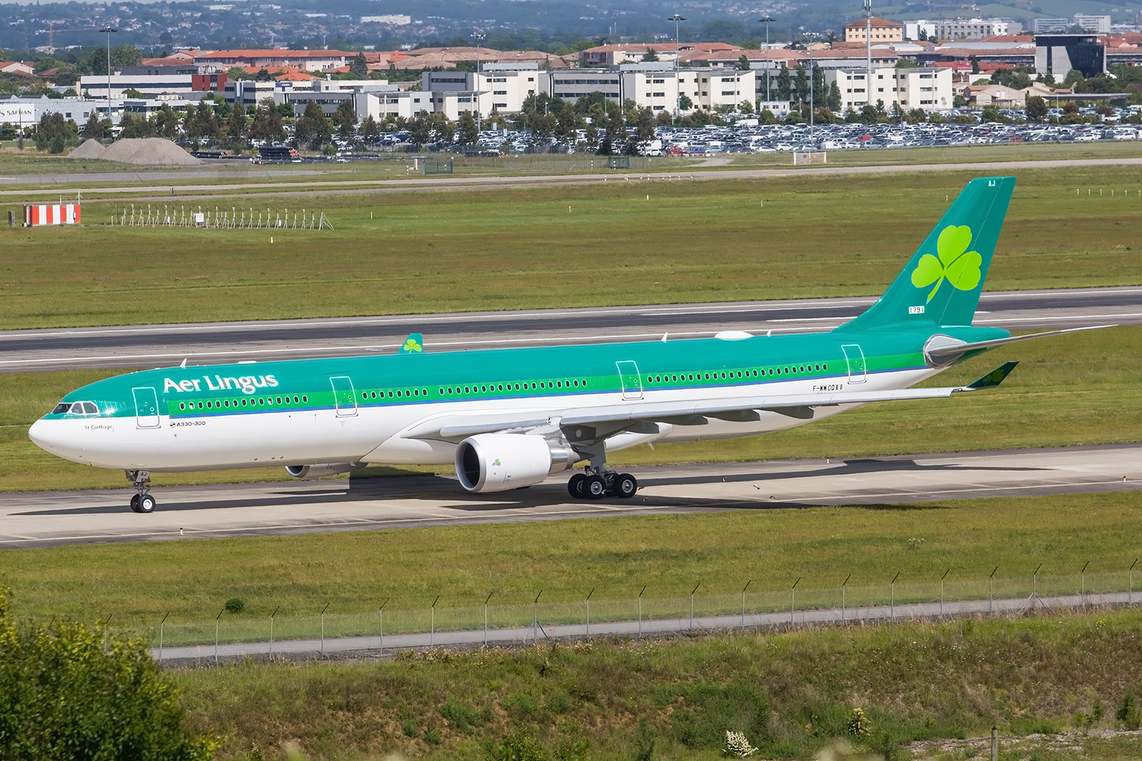 Die EI-GAJ für Aer Lingus auf dem Weg zum Testflug.