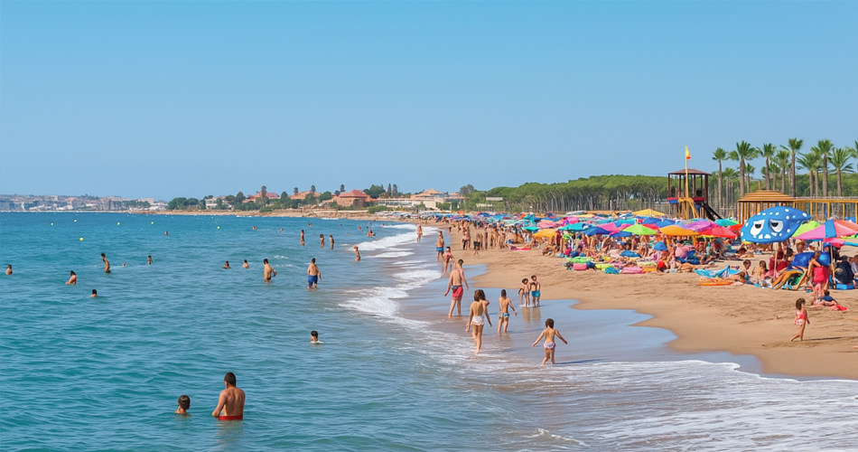 Views of the long beach in Tarragona