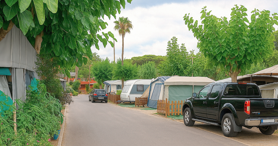 vistas a las caravanas del camping
